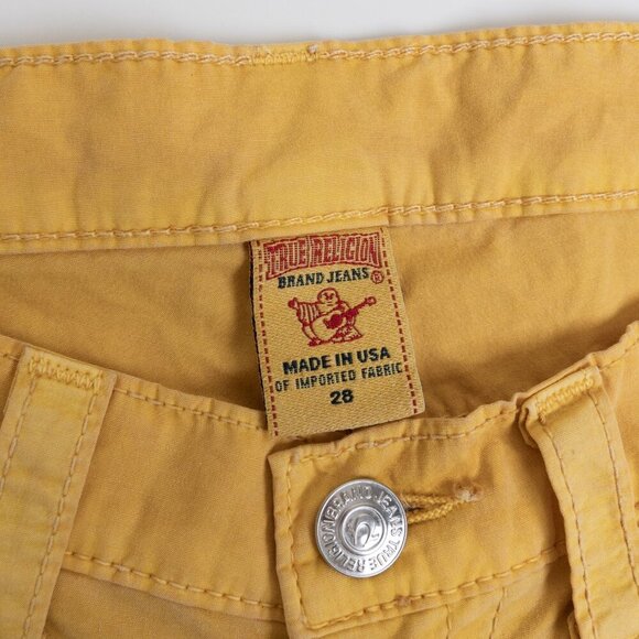 ✨ True Religion Romy Yellow Raw Hem Shorts Cotton Poplin Made in USA - Picture 3 of 12
